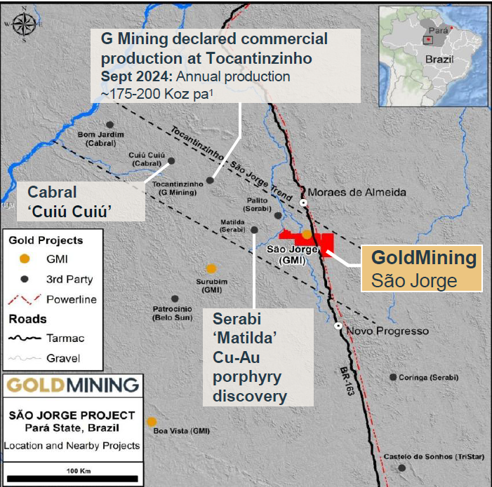 GoldMining’s São Jorge Gold Project and near by projects