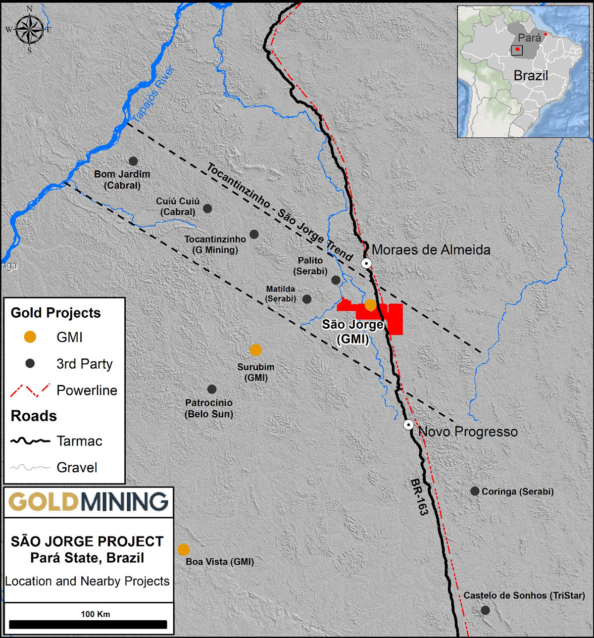 Figure 1 – Tapajos Gold District and location of São Jorge